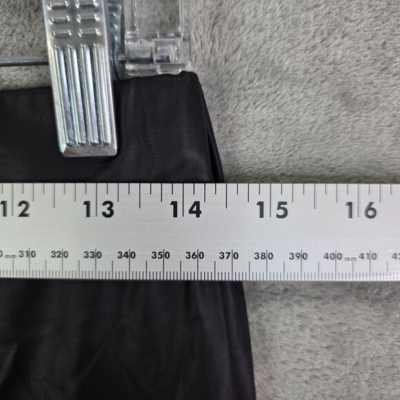 Womens Wet Seal Black Faux Leather Leggings Open Slit Knee Polyester Stretch L - Picture 8 of 11